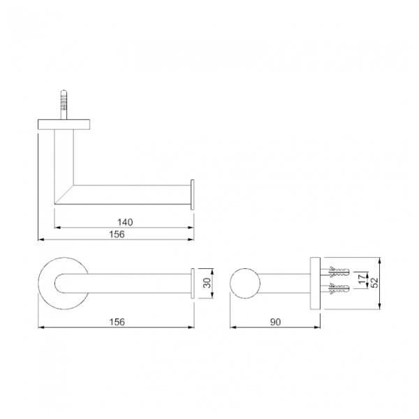 Porte papier toilette en laiton finition noir mat