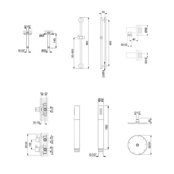 Pack douche encastrée complet LOOP chromé