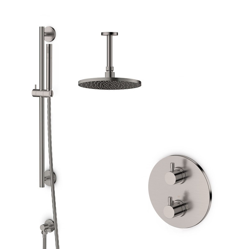 Pack douche encastré thermostatique inox brossé LOOP 8 Pack douche encastré thermostatique inox brossé LOOP 8