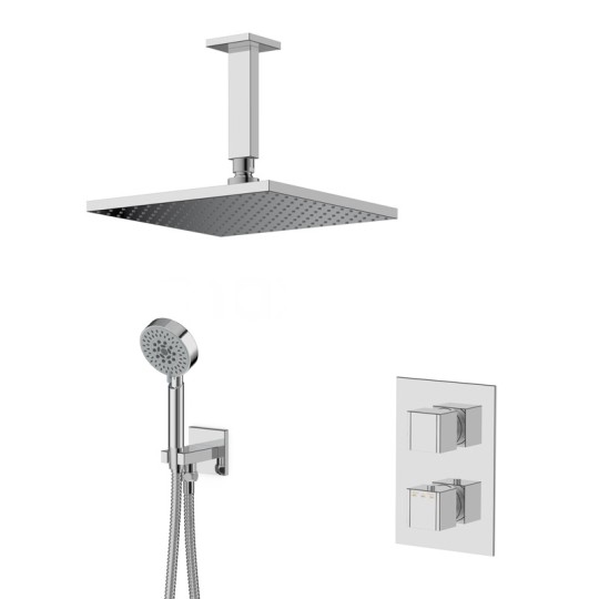 Pack douche encastré mitigeur thermostatique KUBIK 8