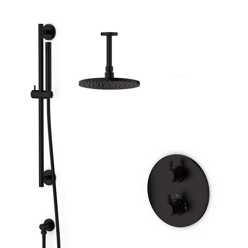 Pack douche encastré thermostatique noir mat LOOP 8 Pack douche encastré thermostatique noir mat LOOP 8