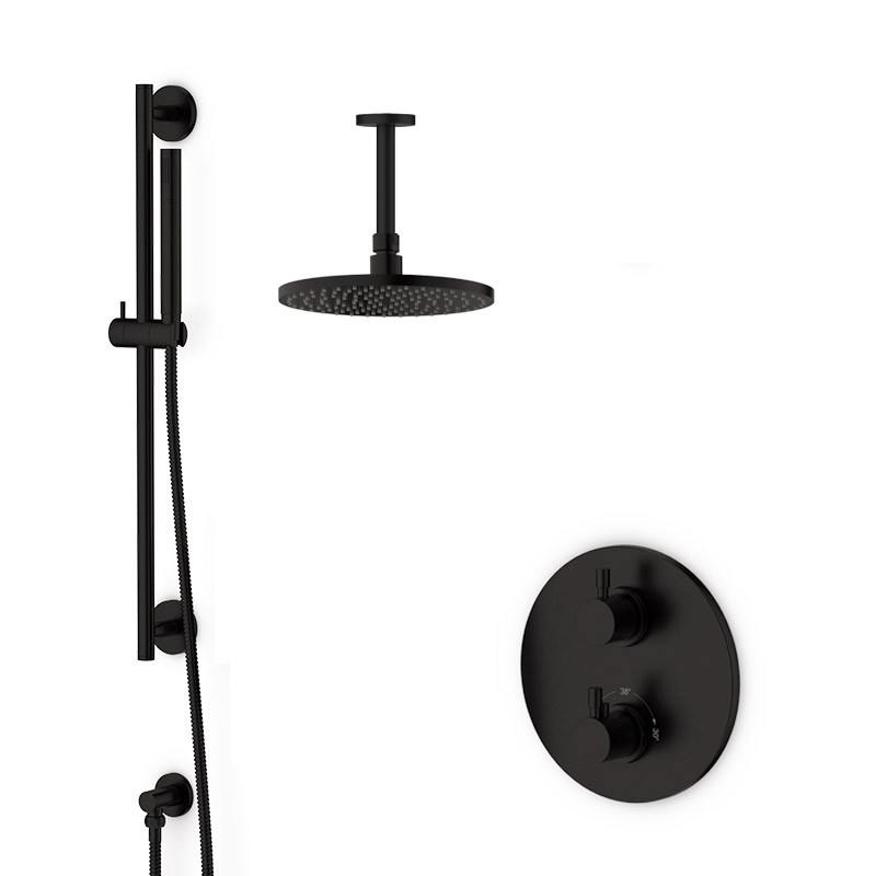 Pack douche encastré thermostatique noir mat LOOP 8 Pack douche encastré thermostatique noir mat LOOP 8
