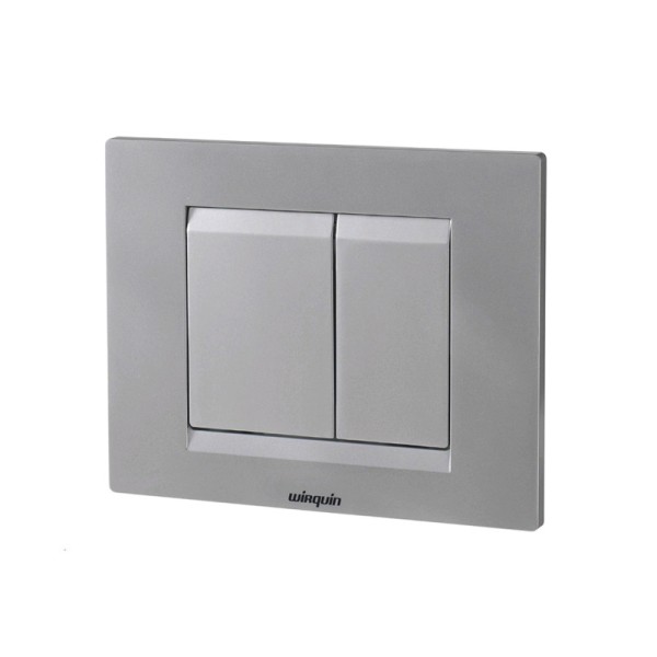 Plaque de commande double chasse ESSENTIEL Chrome Mat pour bâti-support WIRQUIN