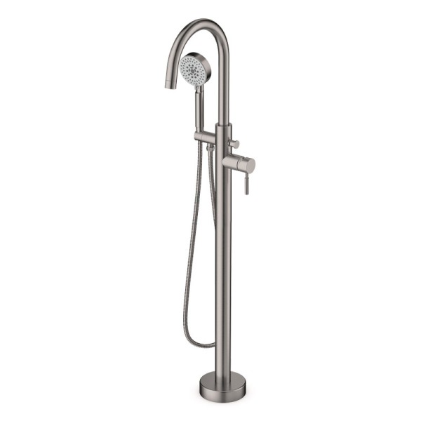 Mitigeur colonne inox brossé pour baignoire îlot
