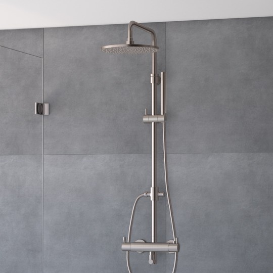 Colonne douche thermostatique inox brossé avec douchette