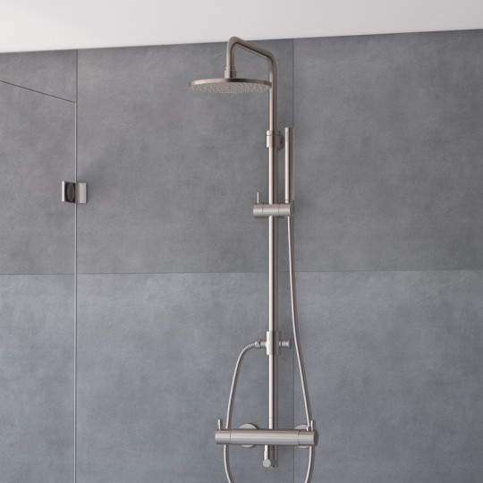 Colonne douche thermostatique inox brossé avec douchette