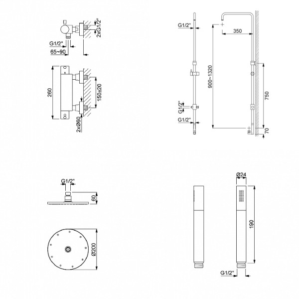 Colonne de douche thermostatique avec douchette LOOP