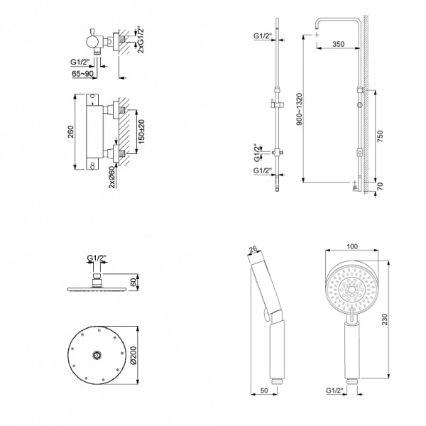 Colonne de douche thermostatique avec douchette LOOP