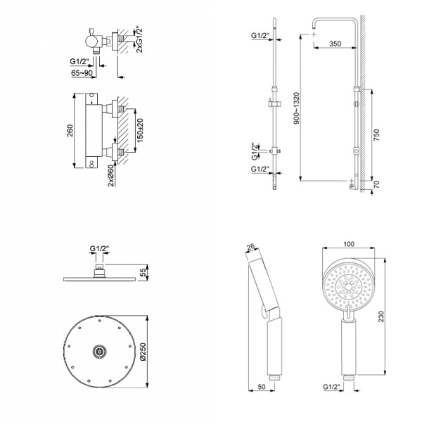 Colonne de douche thermostatique avec douchette LOOP