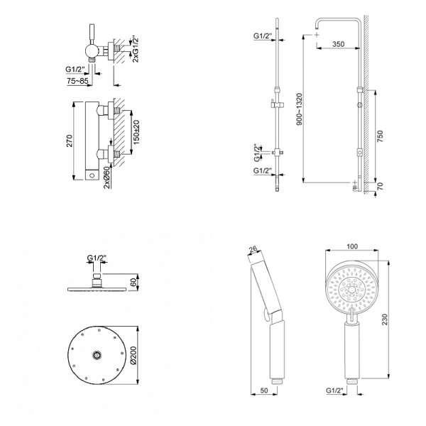 Colonne de douche mitigeur avec douchette LOOP