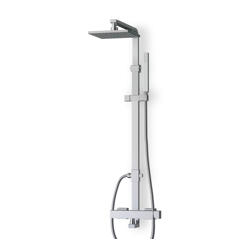 Colonne douche / douchette chromée avec mitigeur KUBIK Colonne douche / douchette chromée avec mitigeur KUBIK