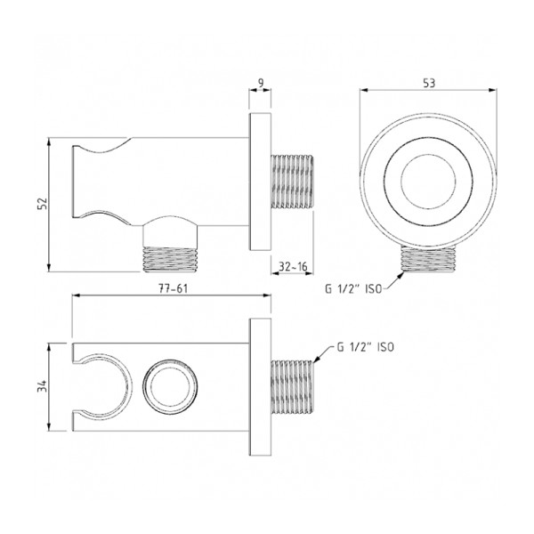 Coude et support mural inox brossé pour douchette