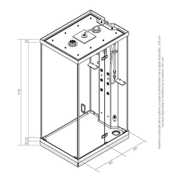 Dimensions de la cabine
