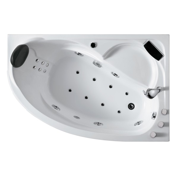 Baignoire Balnéo d'angle ICONFORT avec ordinateur bluetooth, réchauffeur d'eau, système Eau+Air, pompe puissante. Equipements de