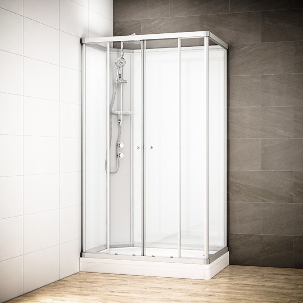 Cabine de douche 120x80 cm SILVER 120 Blanc rectangulaire