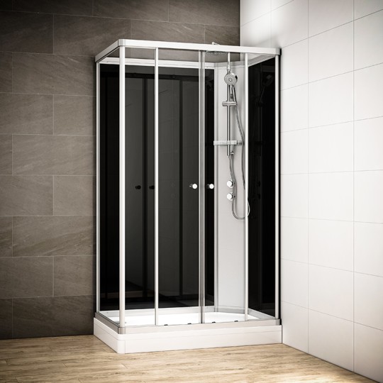 Cabine de douche rectangulaire 120x80 cm SILVER 120 Noir