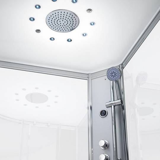 Pluie tropicale en laiton chromé 95 jets | Brumisateurs | Chromothérapie LED