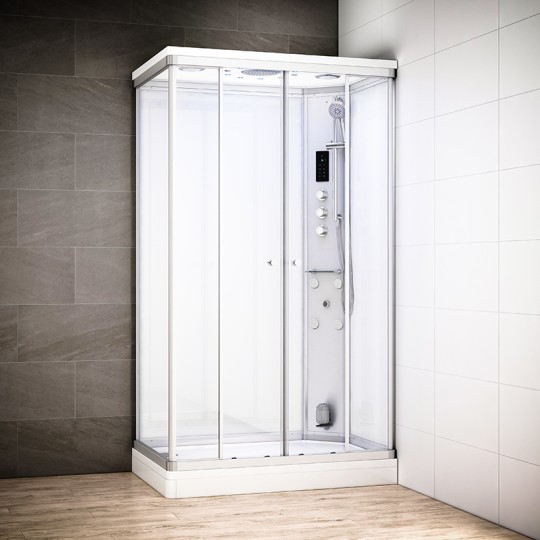 Cabine douche hammam 120 x 80 SILVER Blanc rectangulaire