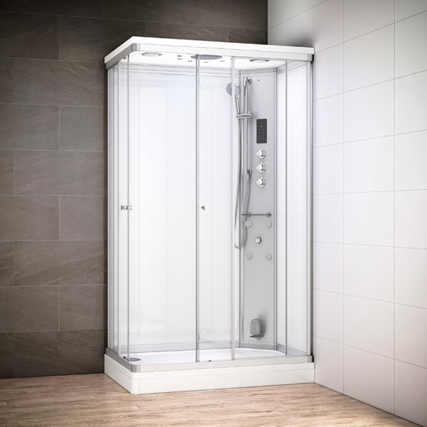 Cabine douche hammam 120 x 80 SILVER Blanc rectangulaire