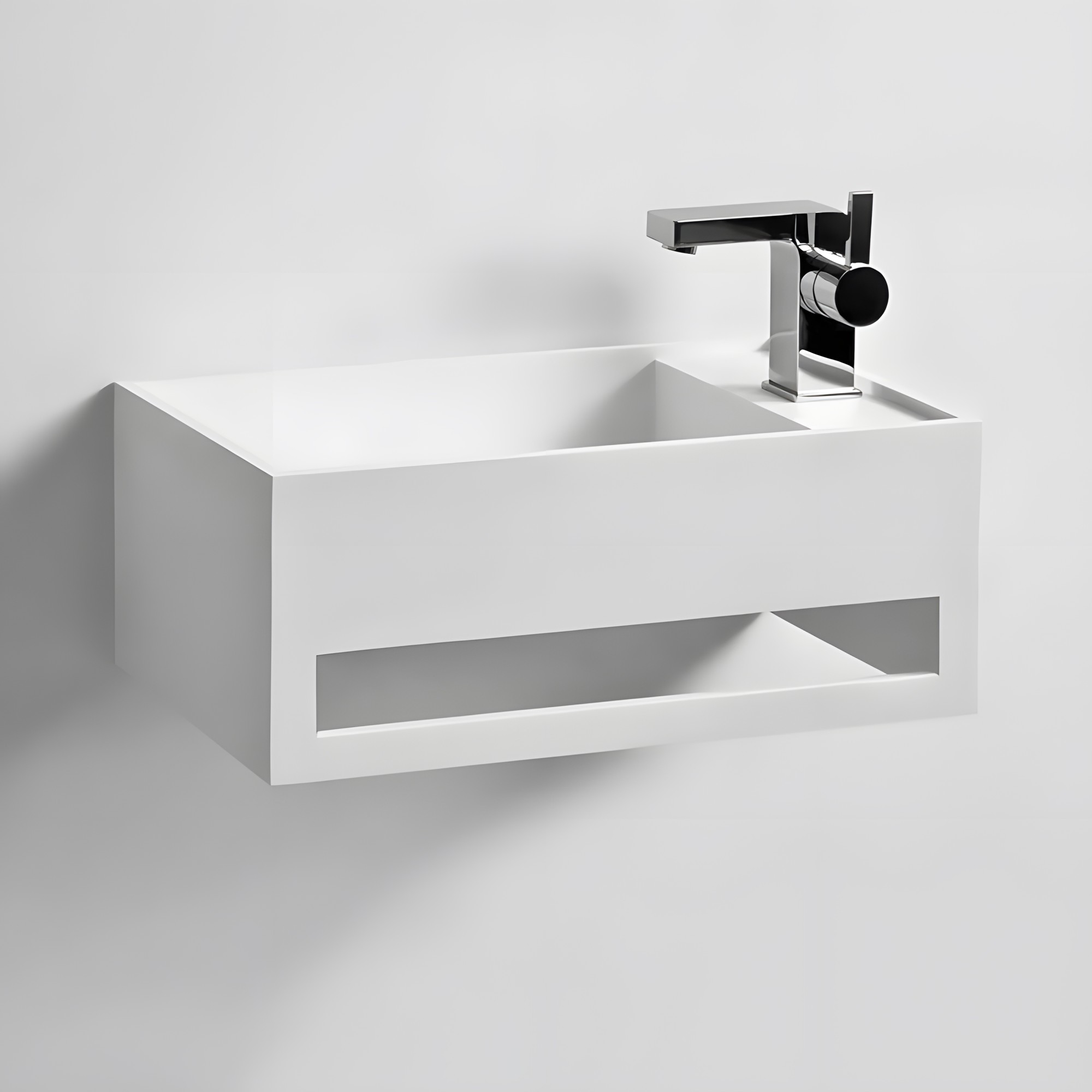 Lave-mains suspendu EASY 50 GAUCHE en Solid Surface
