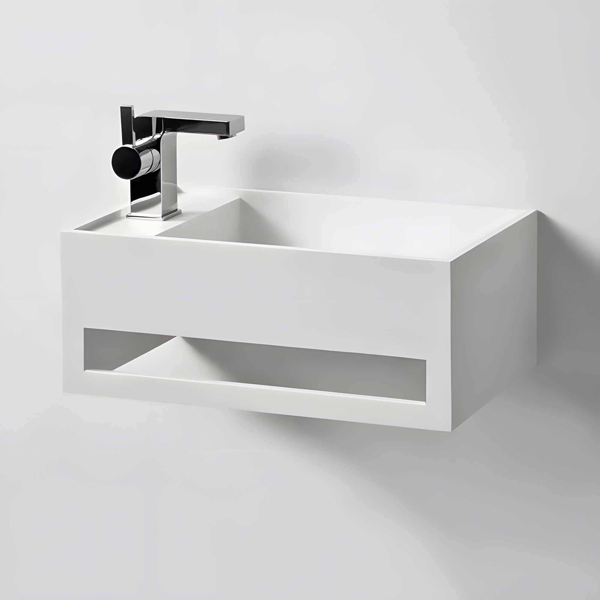 Lave-mains suspendu EASY 50 DROITE en Solid Surface