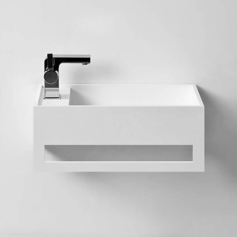 Lave-mains suspendu EASY 35 DROITE en Solid Surface Lave-mains suspendu EASY 35 DROITE en Solid Surface