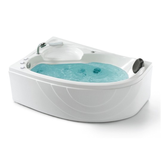 Baignoire Balnéo d'angle ICONFORT avec ordinateur bluetooth, réchauffeur d'eau, système Eau+Air, pompe puissante. Equipements de