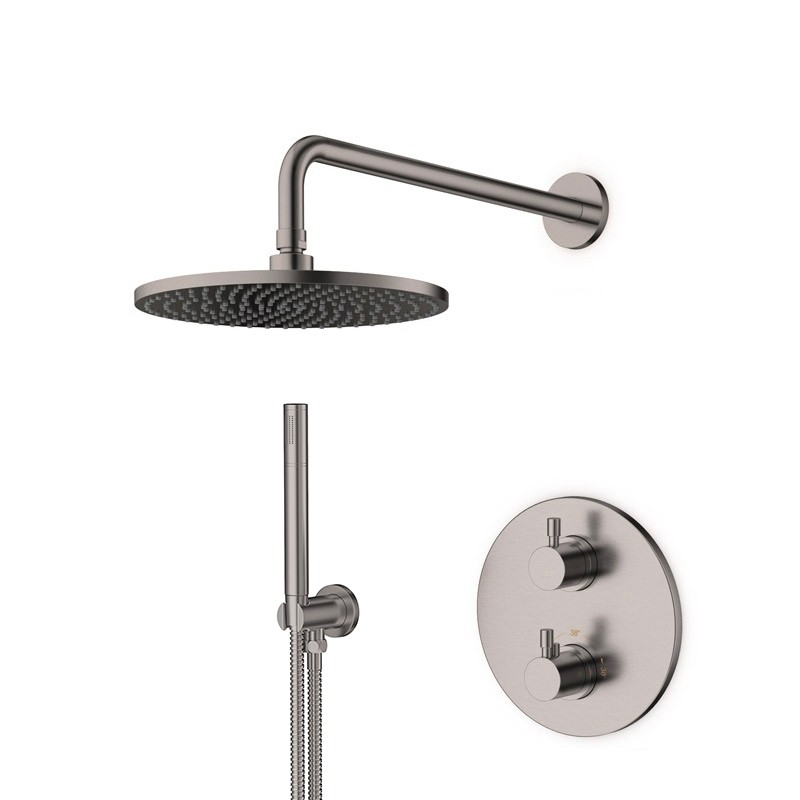 Pack douche encastré thermostatique inox brossé LOOP 9 Pack douche encastré thermostatique inox brossé LOOP 9