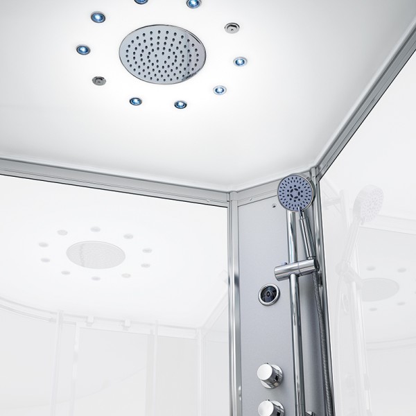 Pluie tropicale en laiton chromé 95 jets | Brumisateurs | Chromothérapie LED