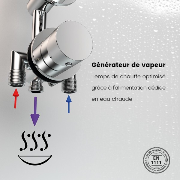 Générateur de vapeur 3000W avec alimentation dédiée en eau chaude pour un temps de chauffe optimal