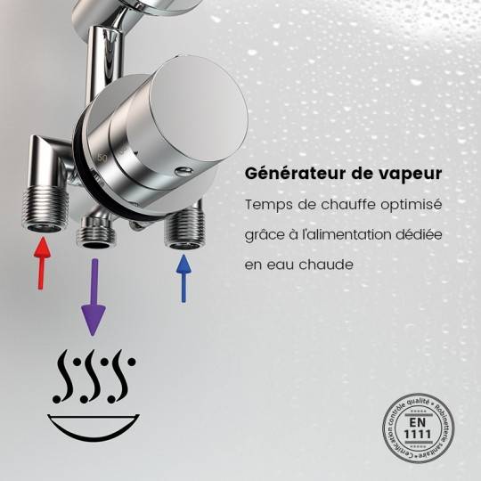 Générateur de vapeur 3000W avec alimentation dédiée en eau chaude pour un temps de chauffe optimal