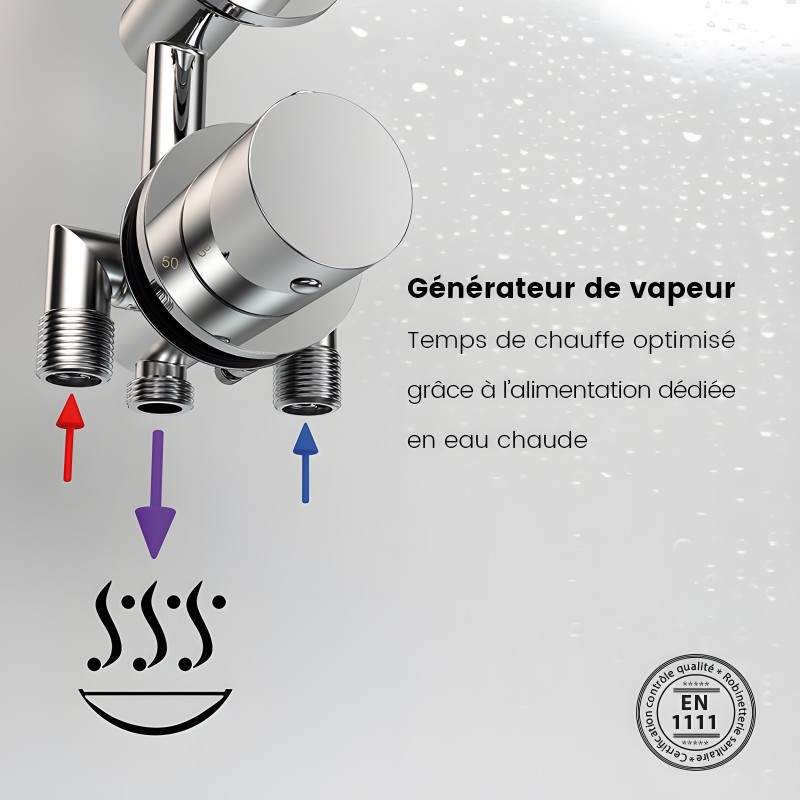 Générateur de vapeur 3000W avec alimentation dédiée en eau chaude pour un temps de chauffe optimal