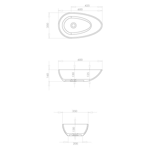 Vasque à poser ovale en Solid Surface COCOON 60 x 35 cm