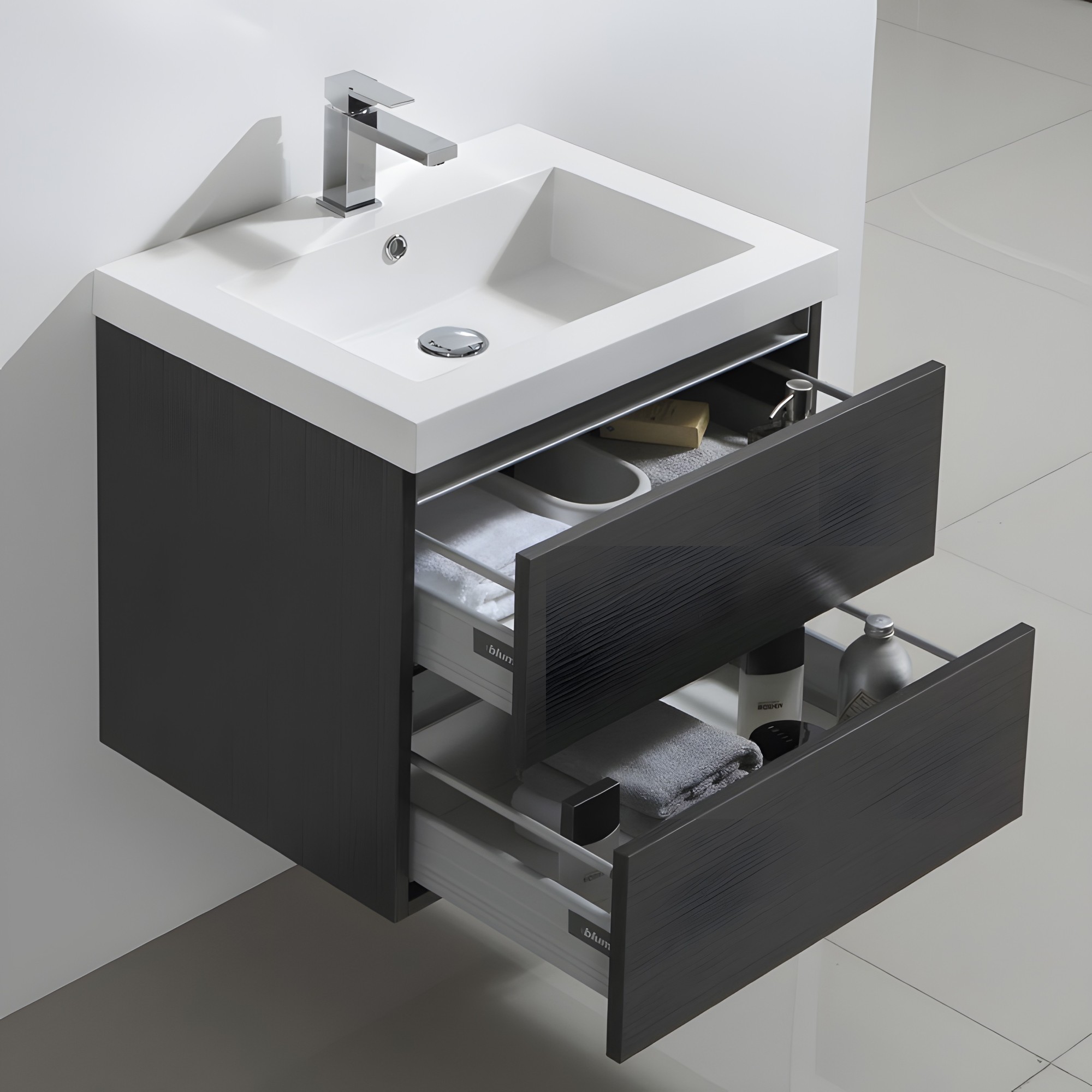 Meuble salle de bain 60 cm CITY avec 2 grands tiroirs