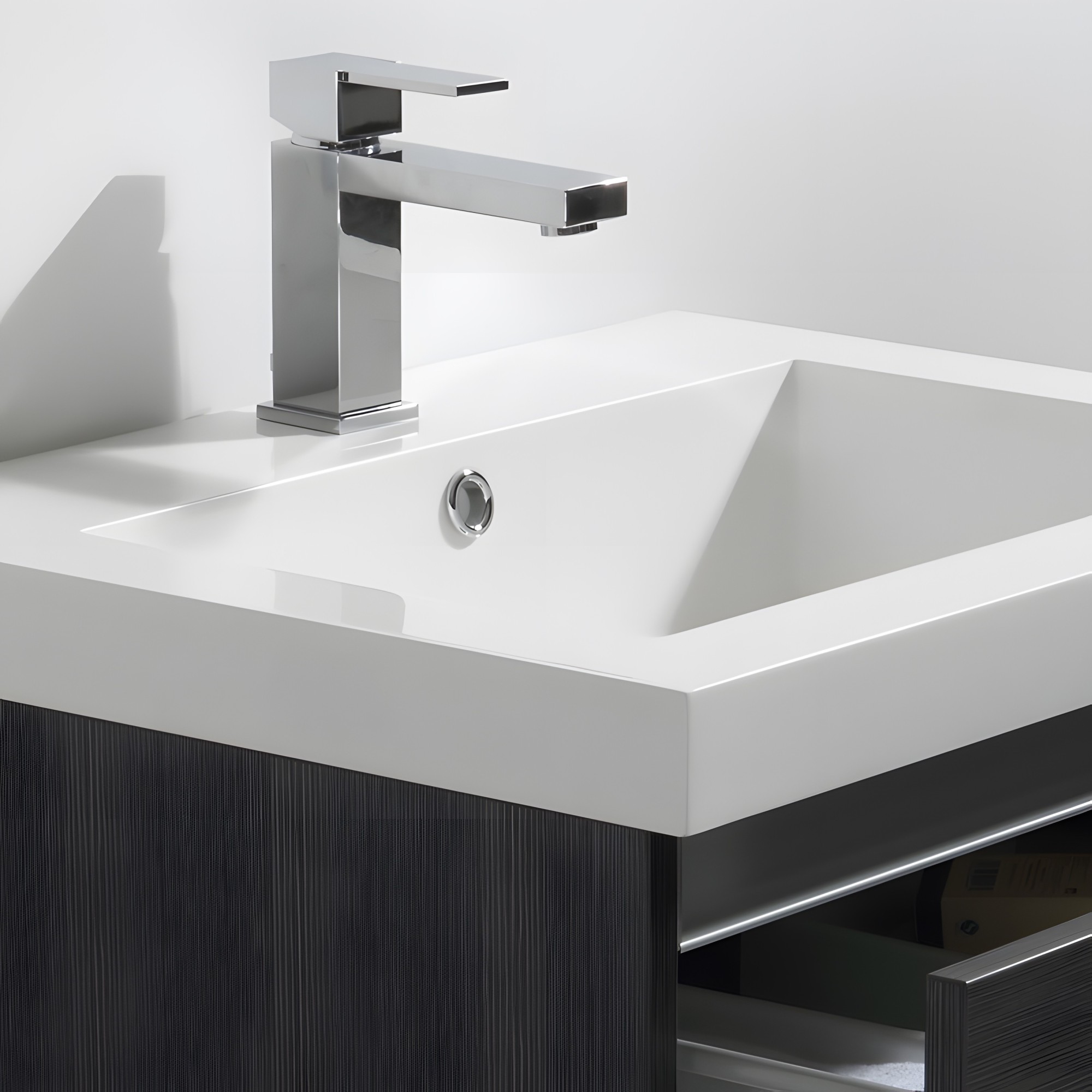 Vasque en marbre de synthèse blanc avec trop-plein