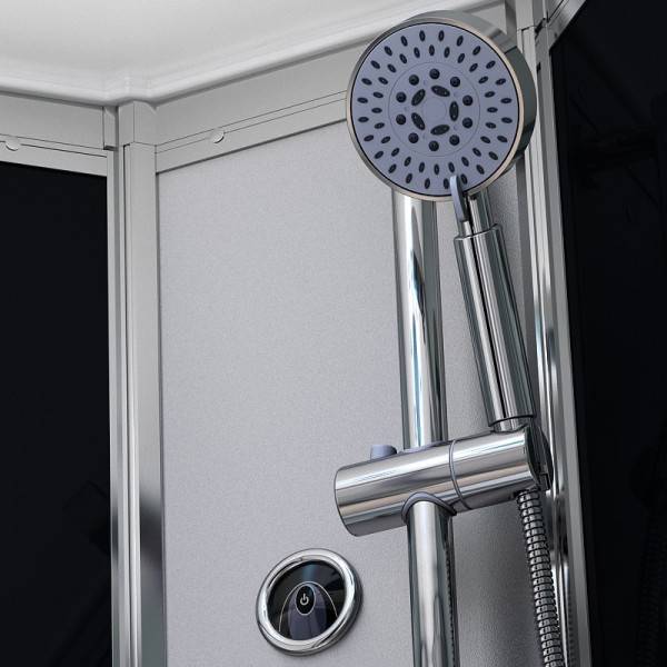 Cabine de douche hydromassage 90x90 SILVER Noir 1/4 de rond