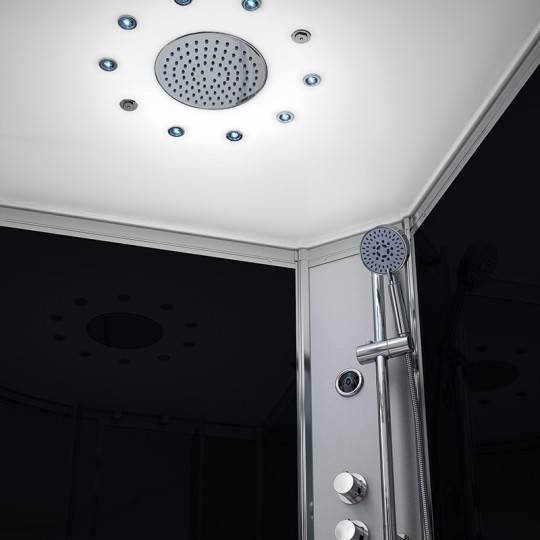 Pluie tropicale en laiton chromé 95 jets | Brumisateurs | Chromothérapie LED