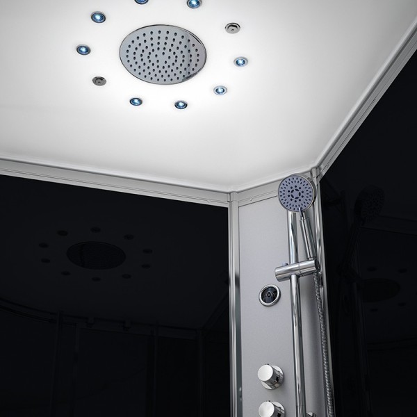 Pluie tropicale en laiton chromé 95 jets | Brumisateurs | Chromothérapie LED