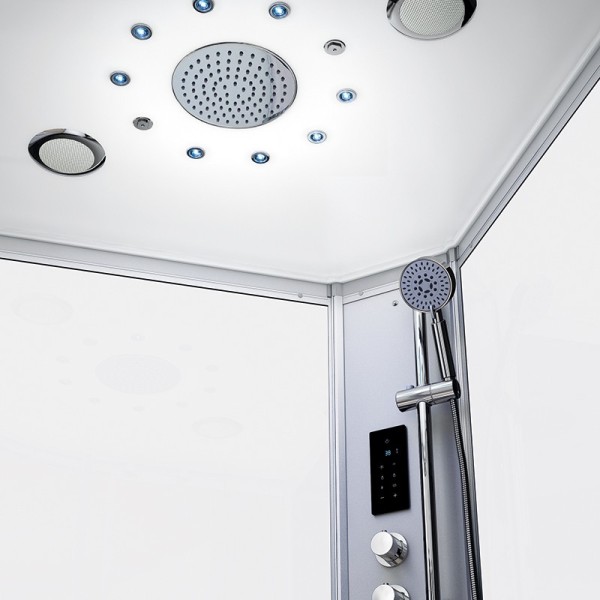 Cabine douche hammam 120 x 90 SILVER Blanc asymétrique