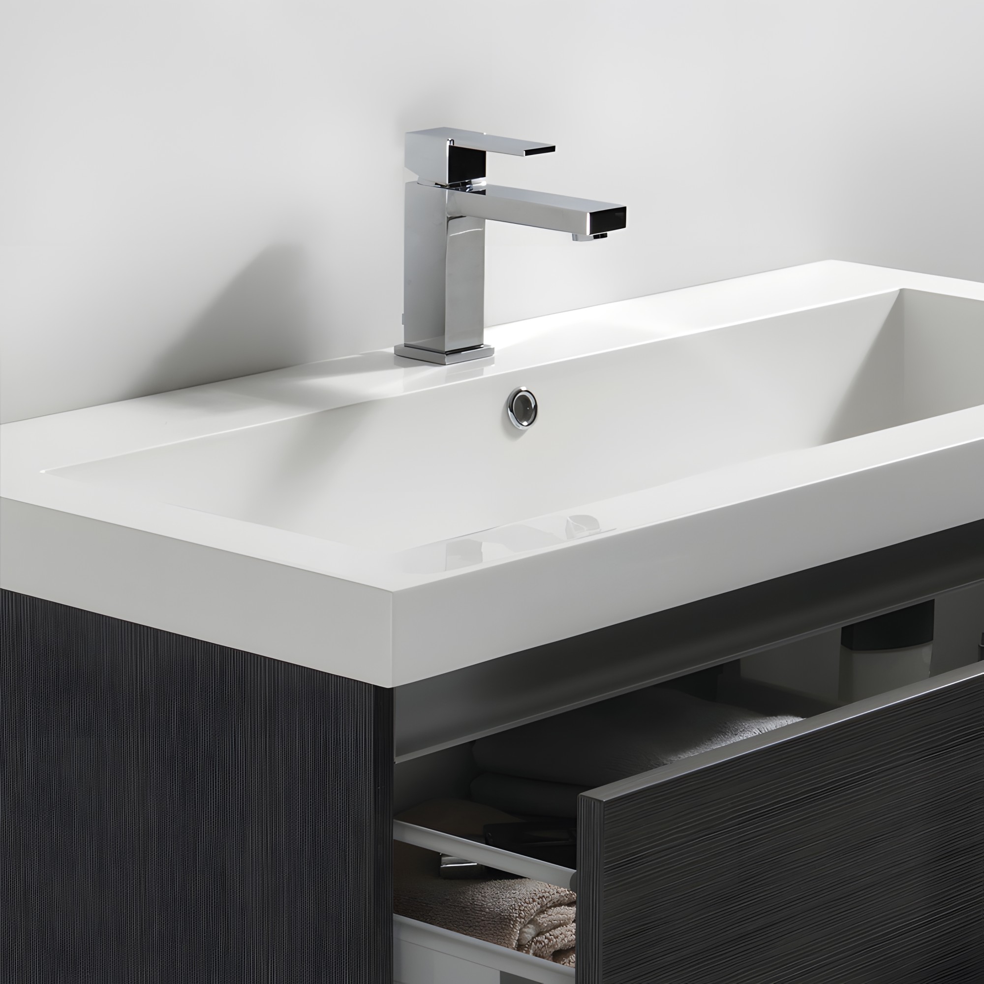 Vasque en marbre de synthèse blanc avec trop-plein