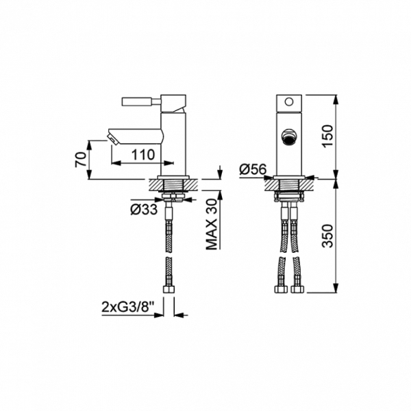 Robinet mitigeur métal brossé pour lavabo Collection LOOP