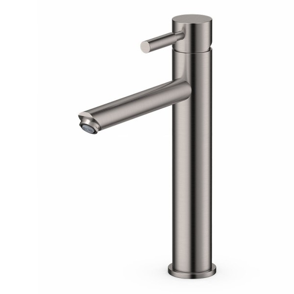 Robinet mitigeur haut métal brossé pour lavabo