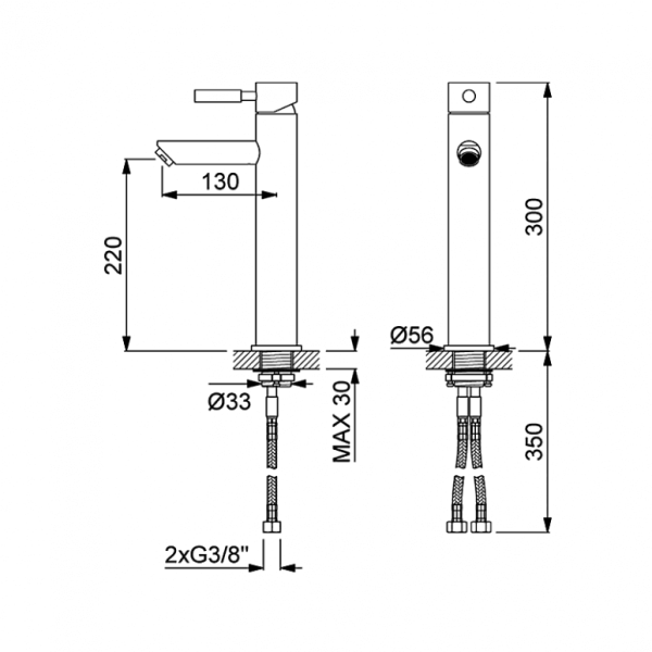 Robinet mitigeur réhaussé pour lavabo Collection LOOP