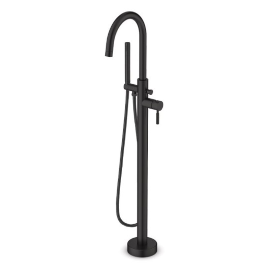 Robinet mitigeur colonne noir mat LOOP pour baignoire en îlot