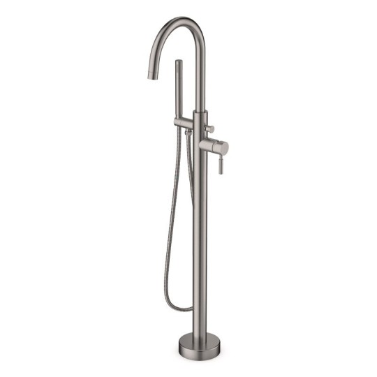 Robinet mitigeur colonne inox brossé LOOP pour baignoire en îlot