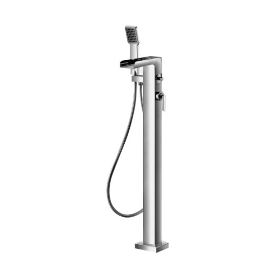 Mitigeur colonne laiton chromé avec bec cascade