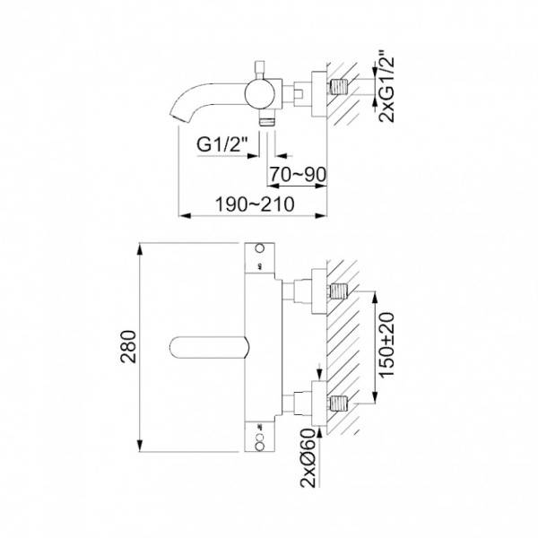 Robinet mitigeur thermostatique bain douche LOOP