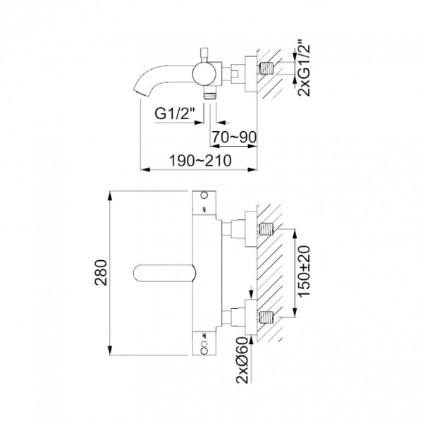 Robinet mitigeur thermostatique bain douche LOOP inox brossé