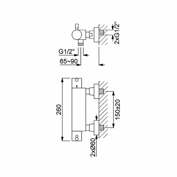 Robinet mitigeur douche thermostatique LOOP mural