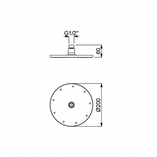 Douche de pluie ronde ø﻿﻿20 cm en inox brossé